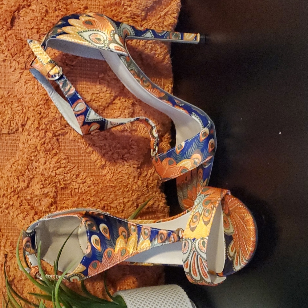 5" Stiletto Heels Ankle Buckle Peacock